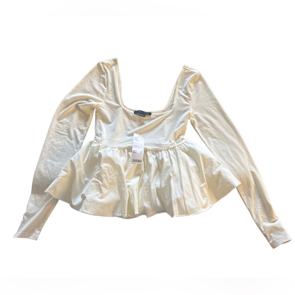 Silence + Noise Boatneck Ivory Blouse Small NWT